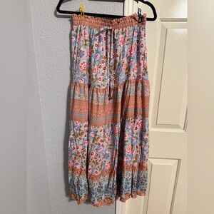 SHEIN Floral Maxi Skirt - Blue and Pink